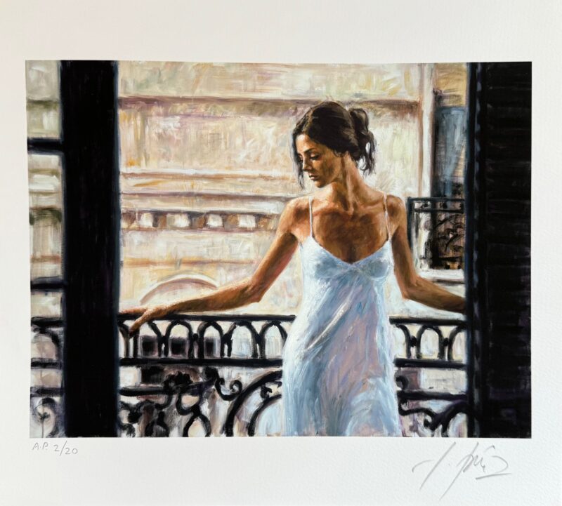 Fabian Perez BALCONY BUENOS AIRES I Hand Signed L:E Giclee on Paper 11 x 11.5