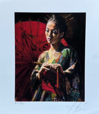 Fabian Perez MICHIKO Hand Signed Limited Edition Giclee on Paper 11" x 11.5"