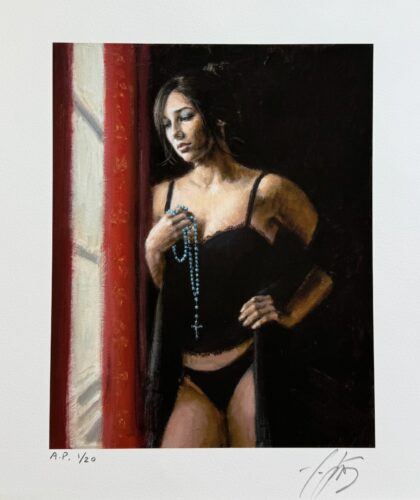 Fabian Perez TURQUESA Hand Signed Limited Edition Giclee on Paper 11" x 11.5"