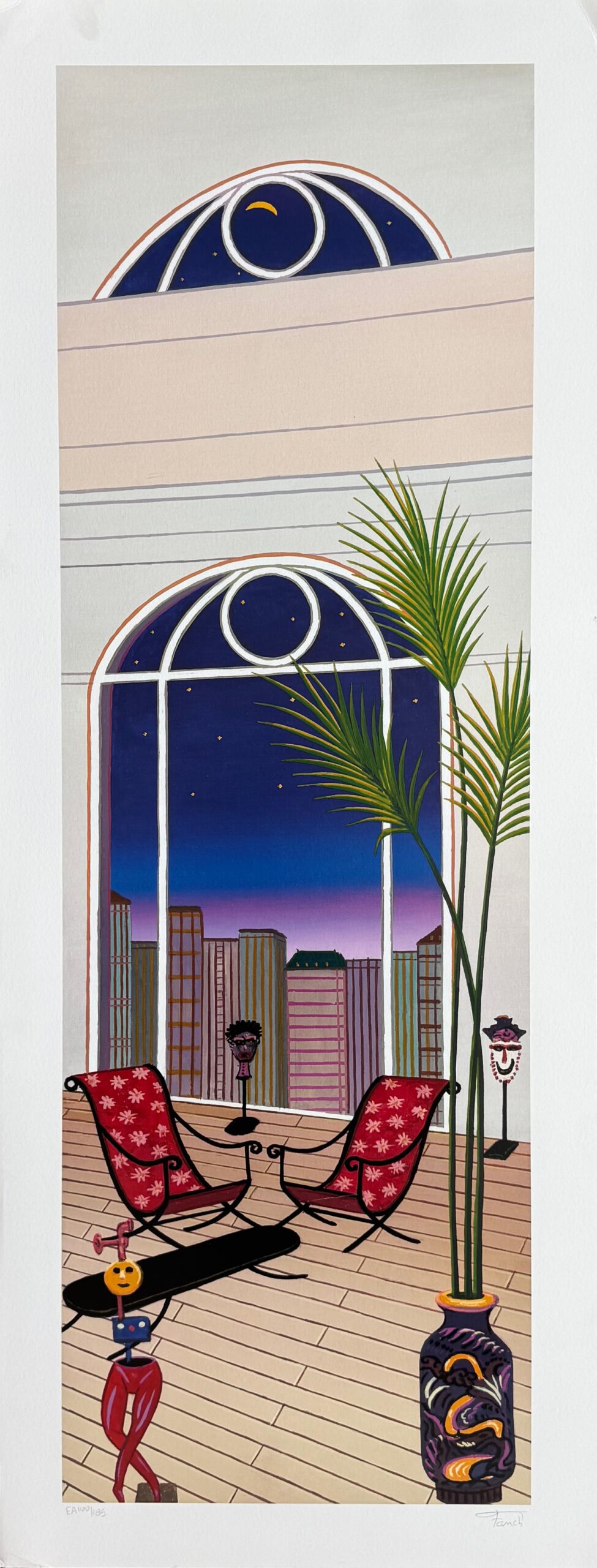 Fanch Ledan CHICAGO NIGHT II Hand Signed Limited Edition Serigraph