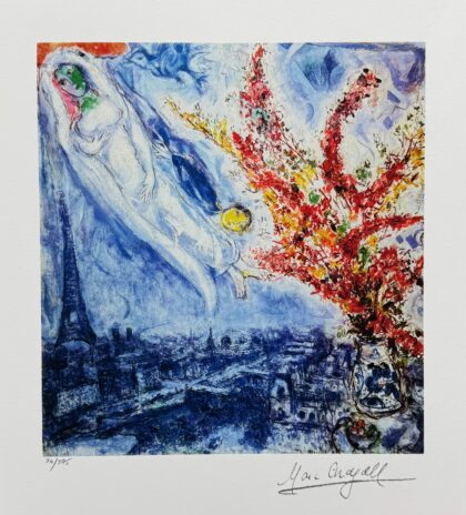 Chagall Flowers over paris small giclee