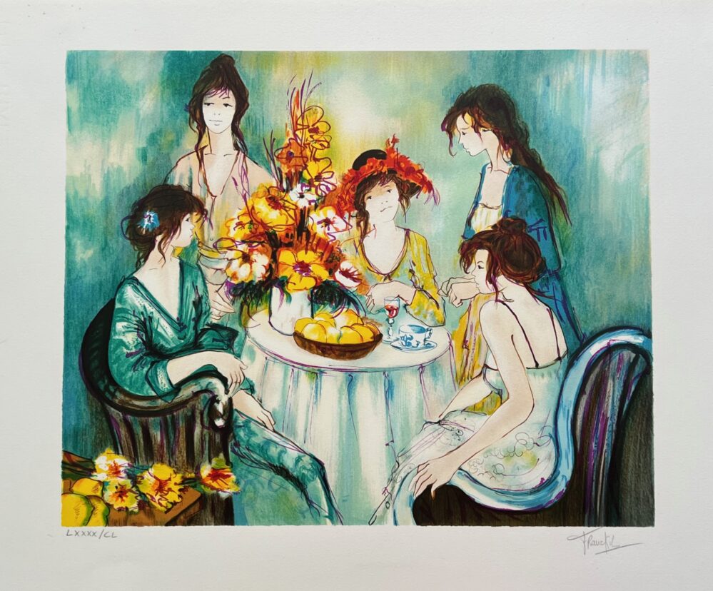 Franck L TEA PARTY Hand Signed Limited Edition Lithograph