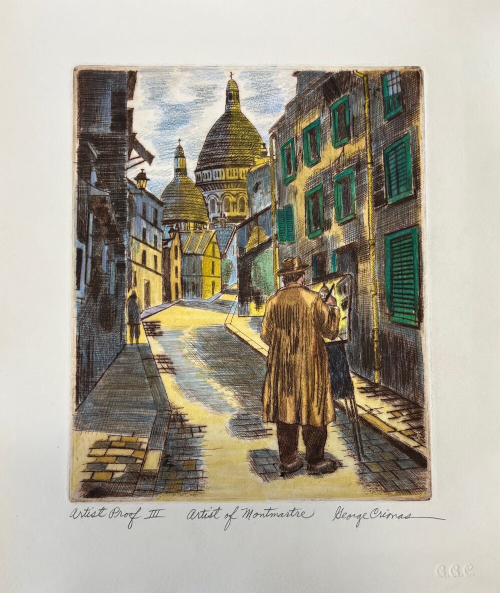 George Crionas ARTIST OF MONTMARTRE III Hand Signed Limited Edition Etching