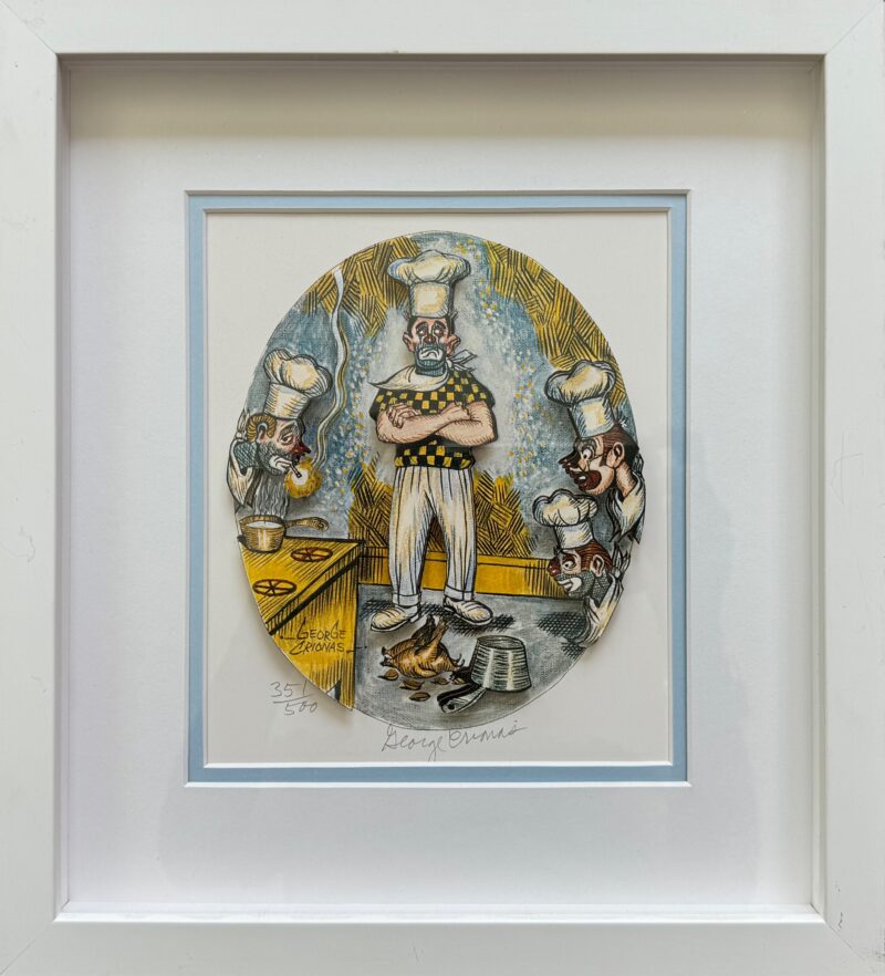 George Crionas CHEF CLOWNS Hand Signed Limited Edition Framed 3-D Etching