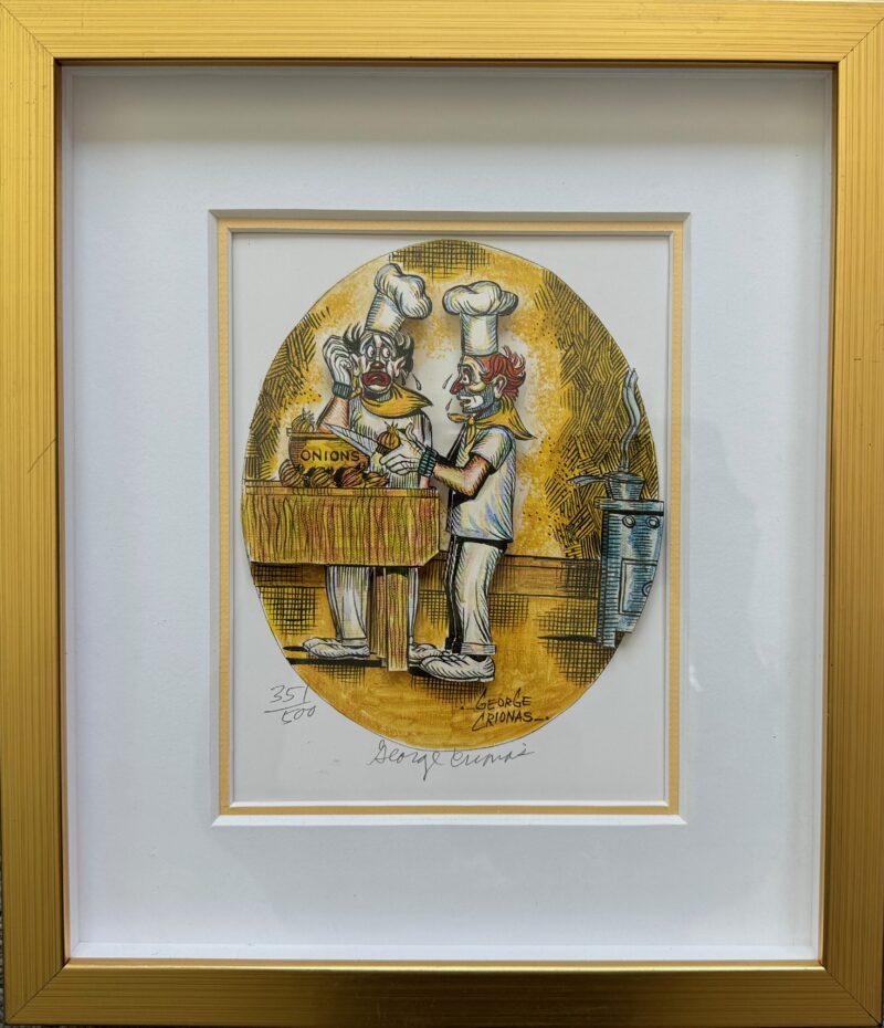 George Crionas ONIONS CLOWN CHEF Hand Signed Limited Edition Framed 3-D Etching