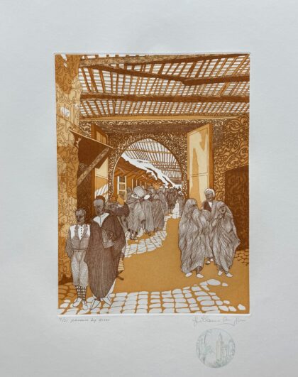 Guillaume Azoulay PASSERS BY 1990 Hand Signed Etching with Hand Drawn Remarque