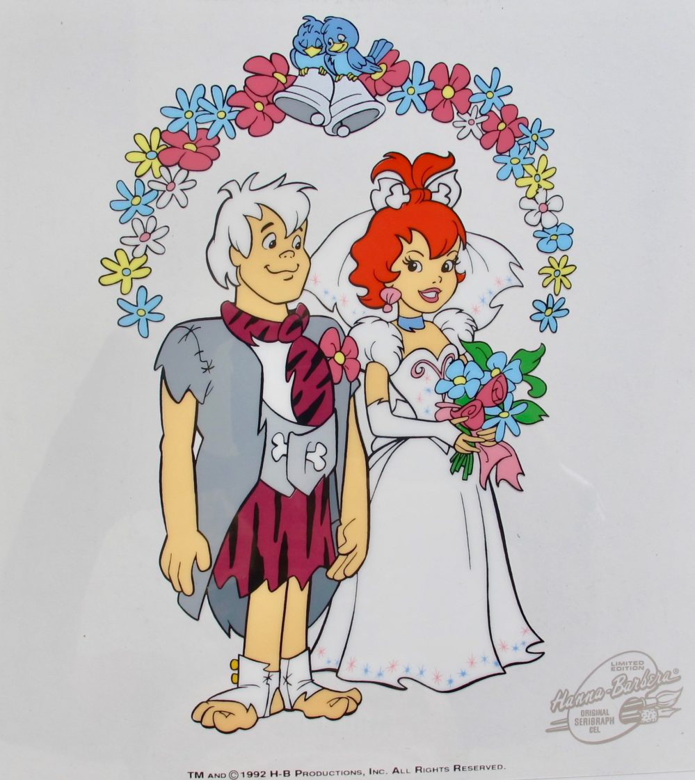 HANNA BARBERA FLINTSTONES PEBBLES & BAM BAM WEDDING Animation Art Sericel Cel
