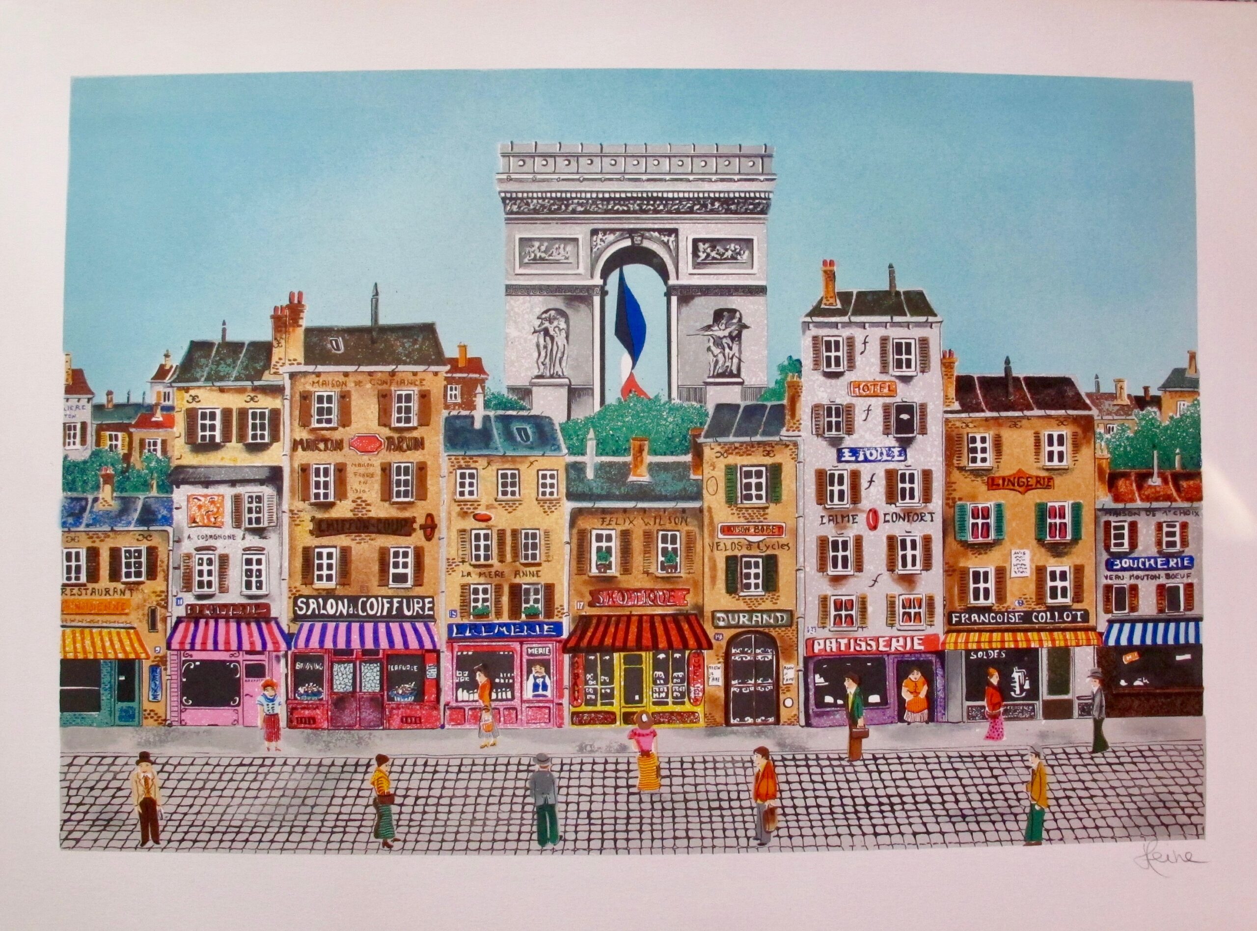 HEINE Arc de Triomphe Hand Signed Limited Edition Lithograph FRANCE French Art