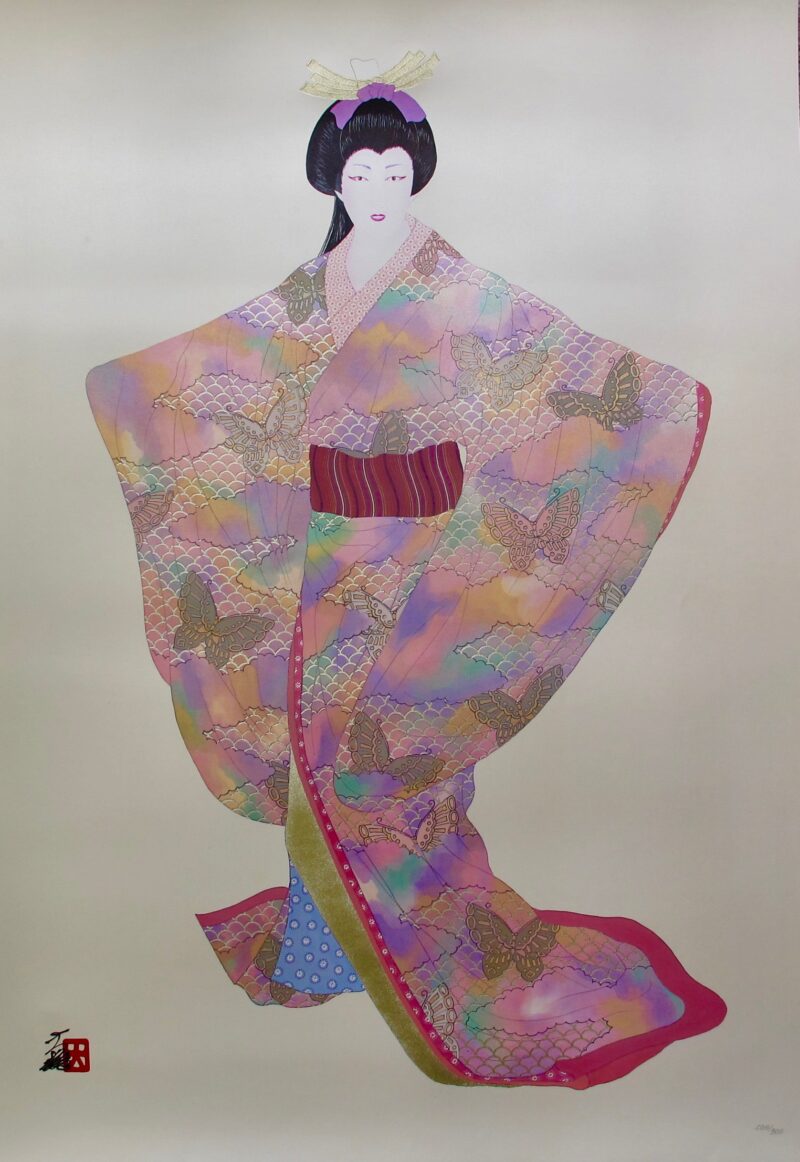 Hisashi Otsuka LADY MEIKO OF SPRING Hand Signed Limited Edition Art Pearl & Gold Leaf