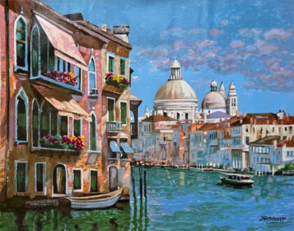 Howard Behrens HOTEL VENEZIA CANVAS Embellished Hand Signed Serigraph