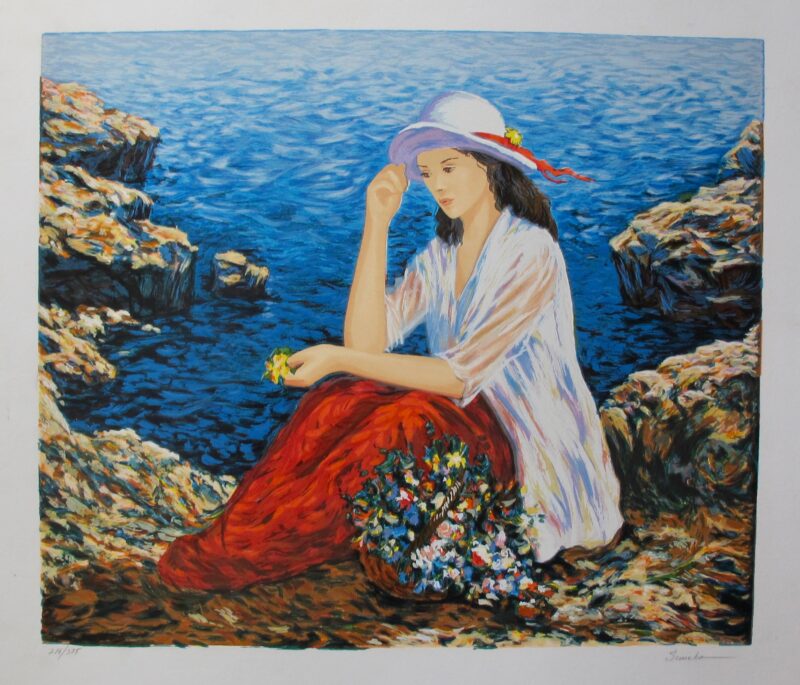 IGOR SEMEKO LADY BY THE CLIFFSIDE Hand Signed Limited Edition Serigraph