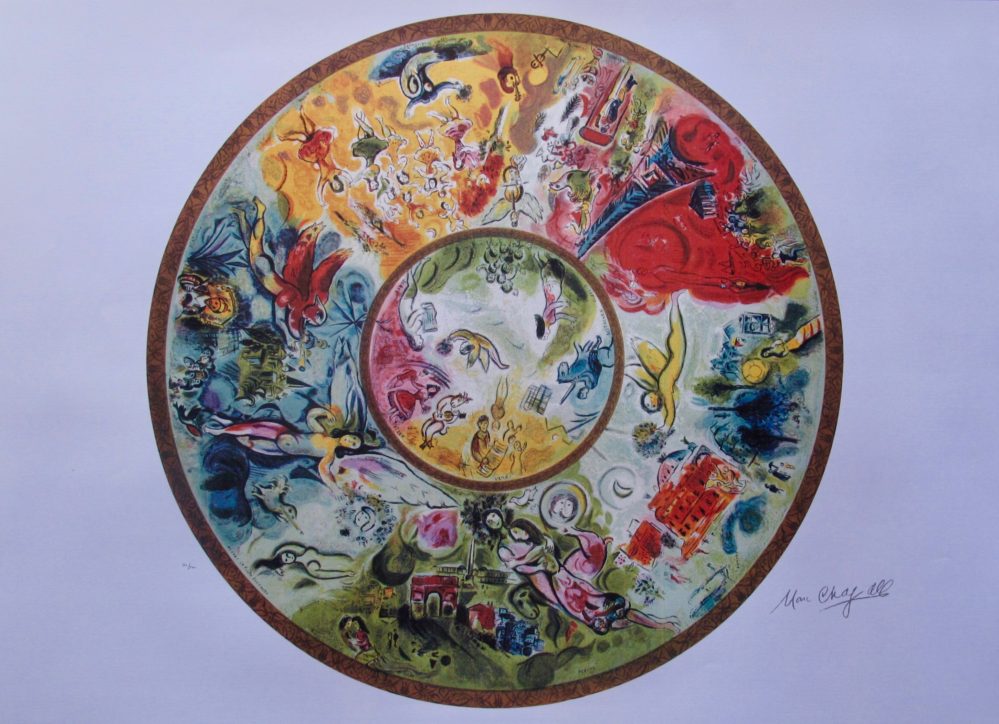MARC CHAGALL /"COUPLE ABOVE SAINT PAUL/" Signed Limited Edition Art Lithograph
