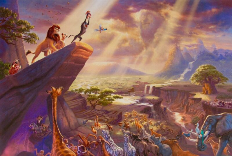 THOMAS KINKADE Lion King Giclee on Canvas