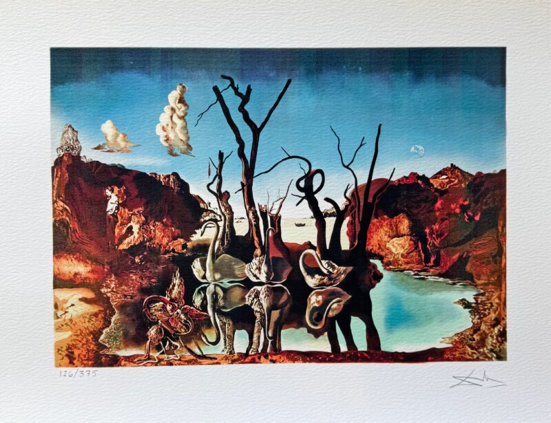 Salvador Dali SWANS REFLECTING ELEPHANTS Facsimile Signed Numbered Giclee 12x16"