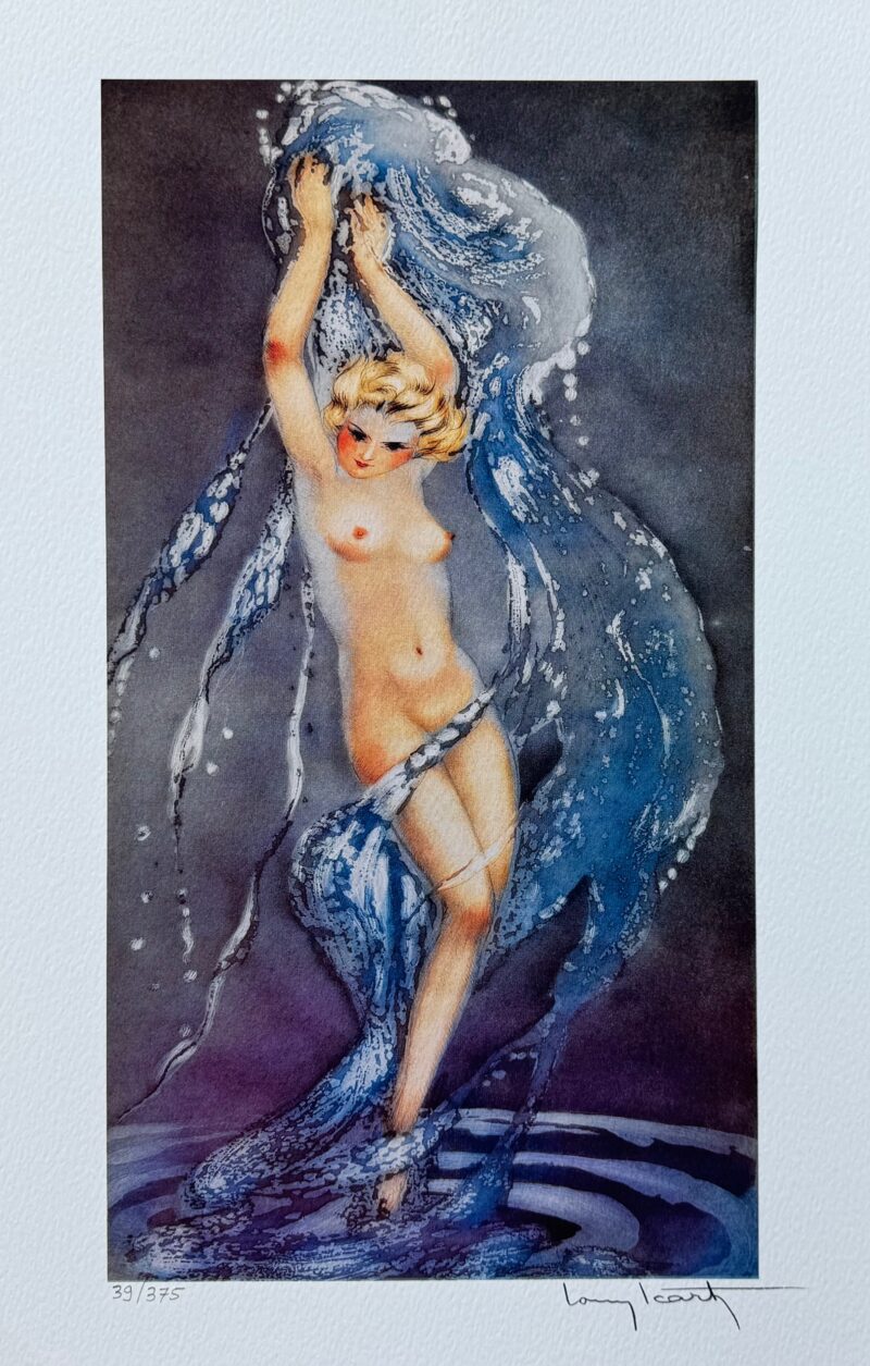 Louis Icart FOUNTAIN Facsimile Signed Limited Edition Giclee Art 16" x 12"