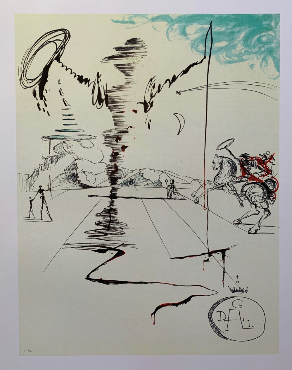 Salvador Dali DON QUIXOTE CHEVALIER SPINNING MAN Limited Edition Lithograph