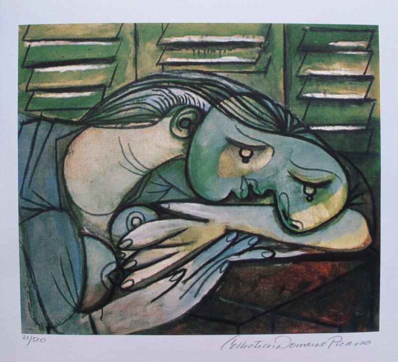 Pablo Picasso LADY WITH HEAD ON ARMS Estate Signed & Numbered Small Giclee Art