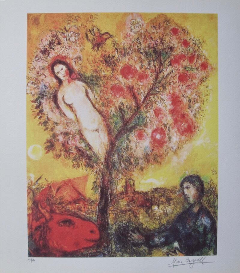 Marc Chagall TREE OVER VILLAGE Limited Edition Facsimile Signed X-Small Giclee