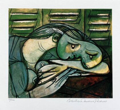 Pablo Picasso LADY WITH HEAD ON ARMS Estate Signed & Numbered Giclee Art 12"x13"
