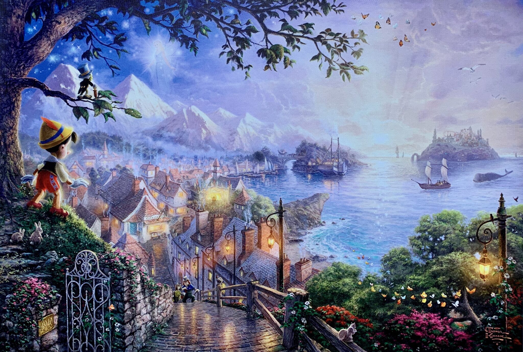 THOMAS KINKADE Pinocchio Giclee on Canvas - Forgotten Treasurez®