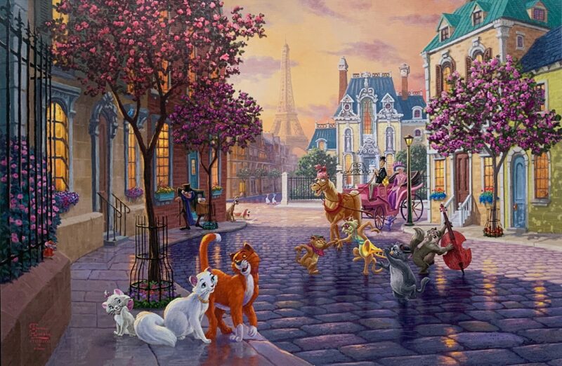 THOMAS KINKADE Aristocats Giclee on Canvas