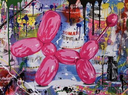 Jeff Koons Balloon Dog Animation Graffiti Pop Art Giclee on Canvas