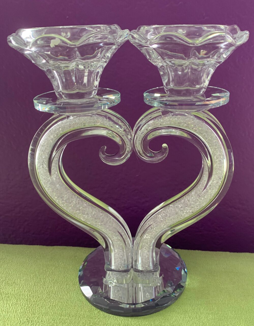 Swarovski Crystal Filled SABBATH CANDLE HOLDER Heart Shaped