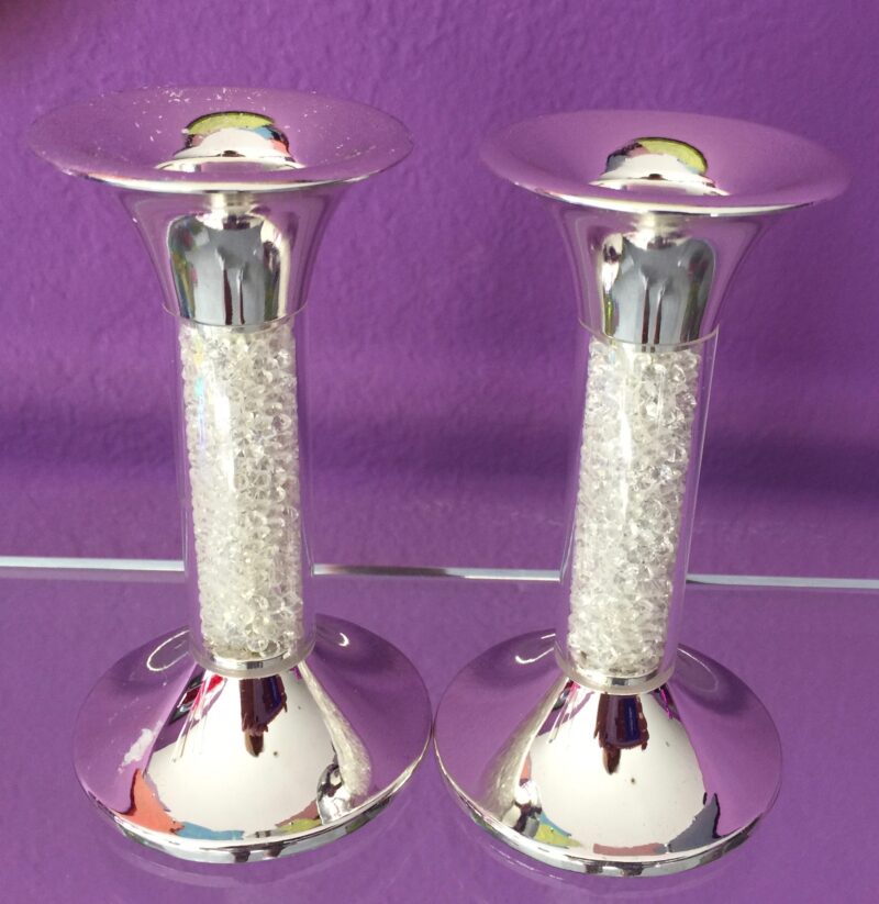 Swarovski Crystal Filled 4" CANDLE HOLDER SET Brand New! Gorgeous! SABBATH