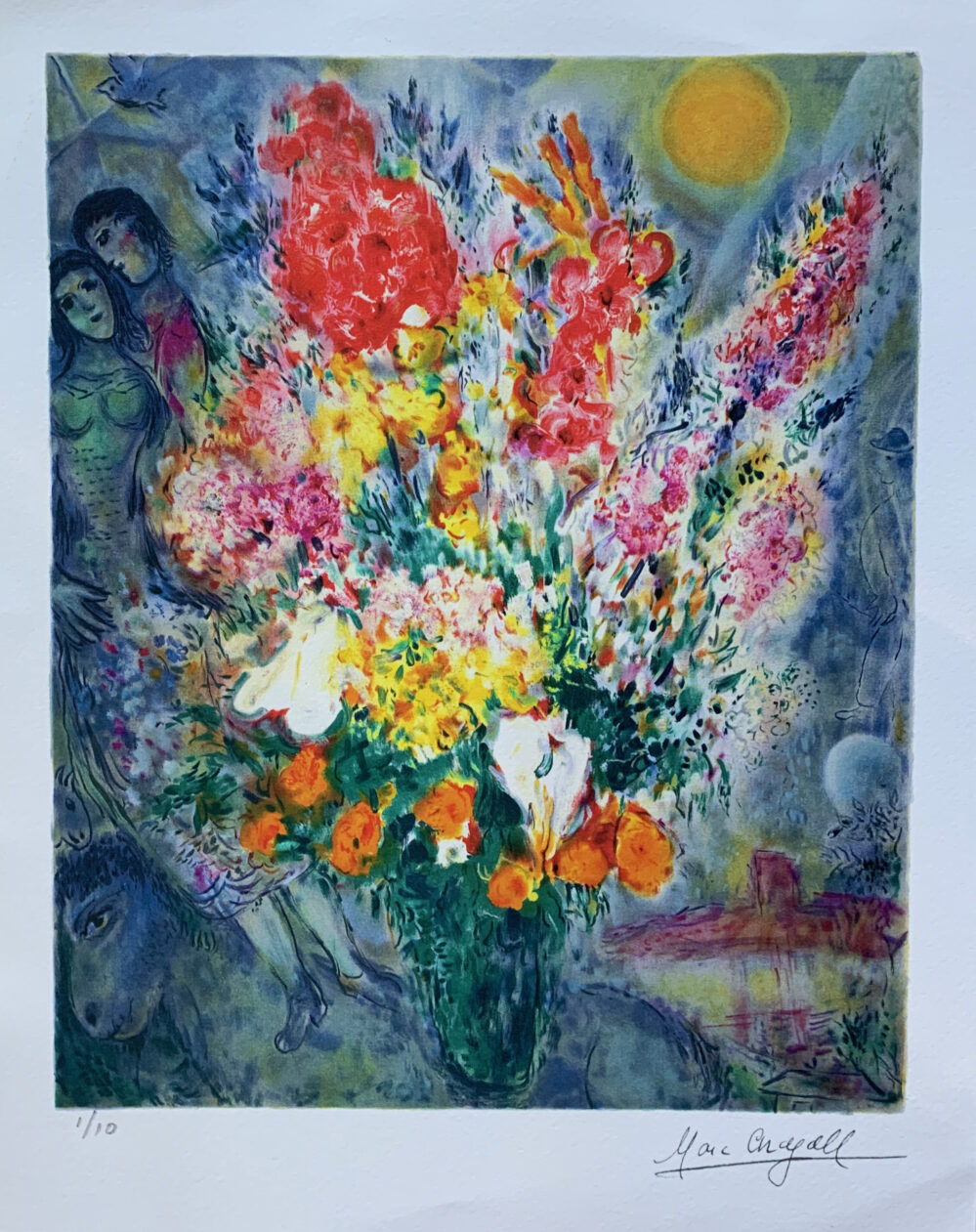 Marc Chagall Original Bouquet Limited Edition Facsimile Signed Giclee