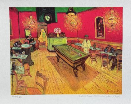 Vincent Van Gogh NIGHT CAFE BILLIARD REC ROOM Estate Signed Giclee 16" x 12"