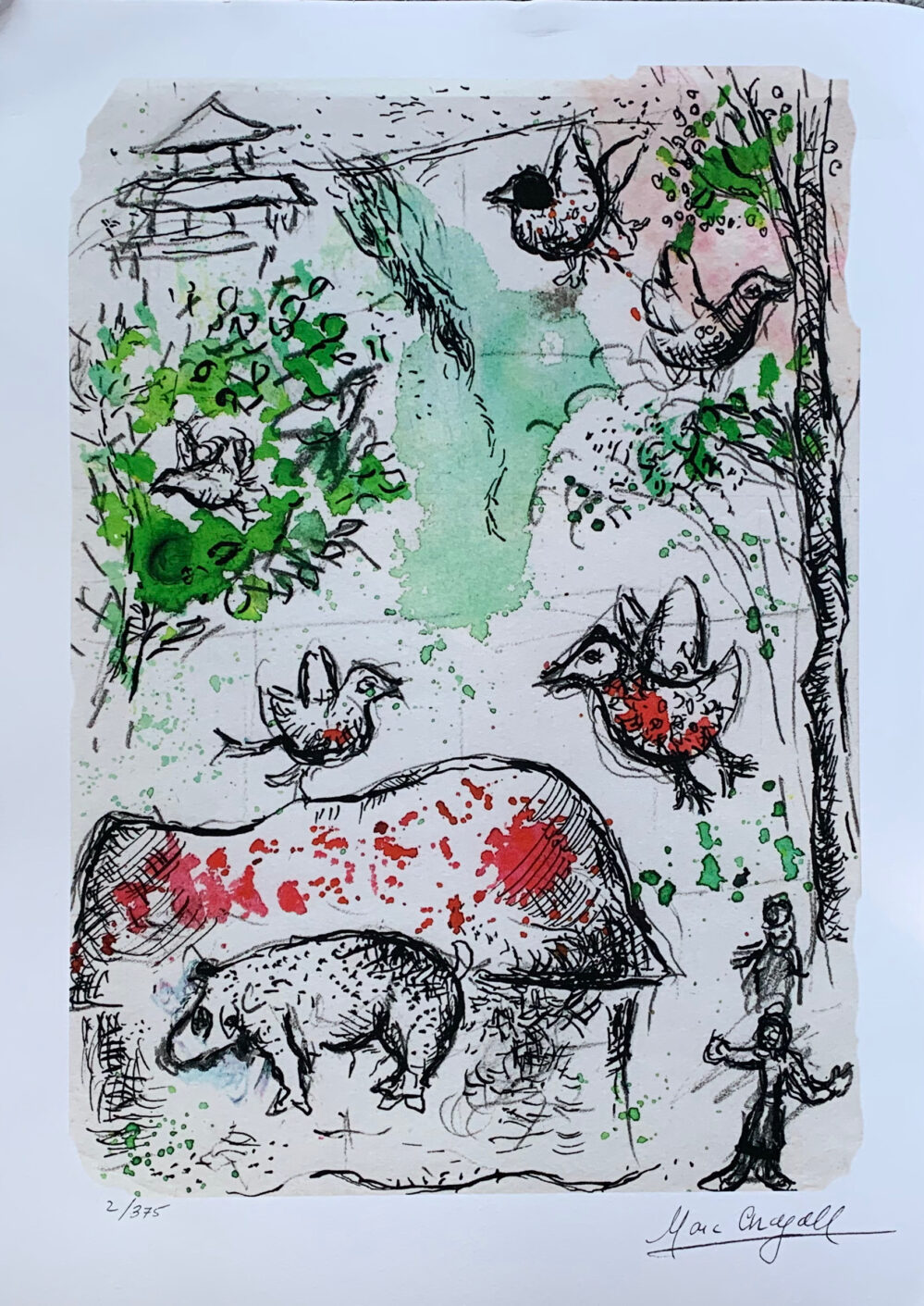 Marc Chagall "Et Sur la Terre" Limited Edition Facsimile Signed Giclee