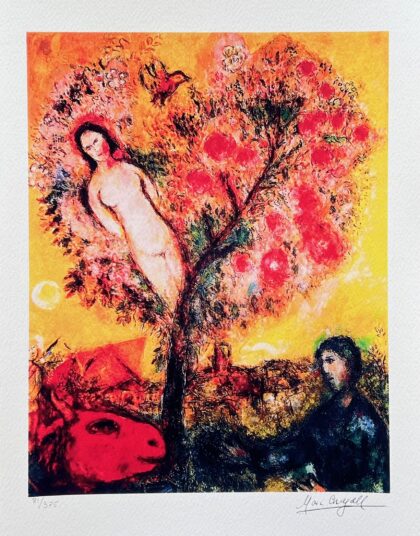 Marc Chagall TREE OVER VILLAGE Limited Edition Facsimile Signed Giclee 17" x 12"