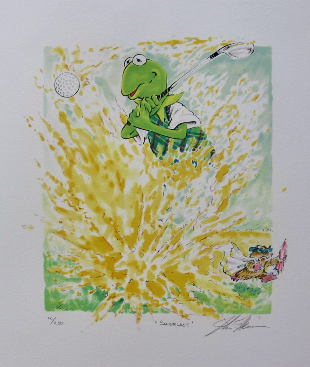 Jim Henson SANDBLAST Hand Signed Lithograph MUPPETS KERMIT THE FROG