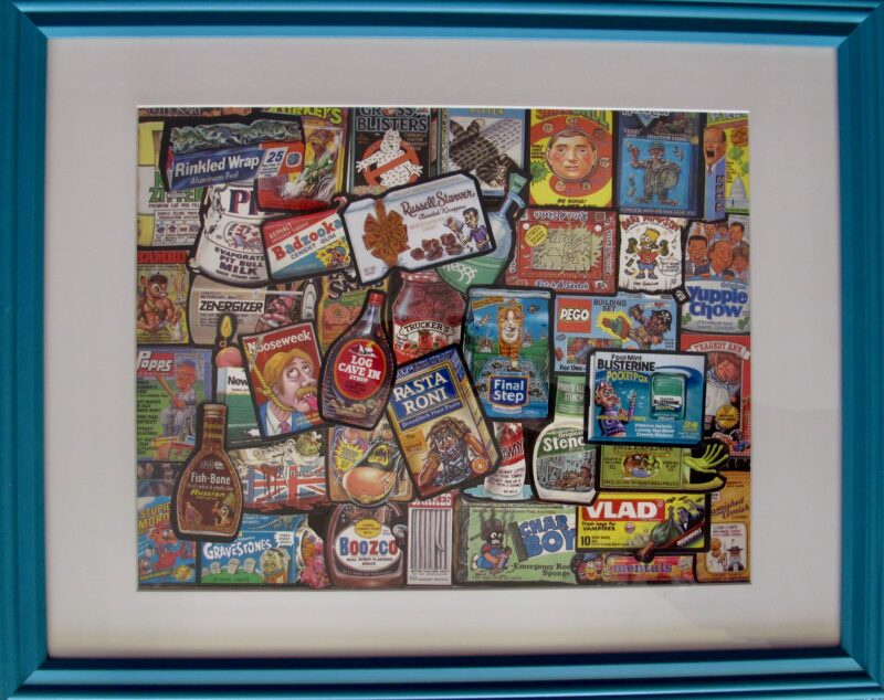 Topps Wacky Packages 1991 Sticker Lot Framed Collage Art