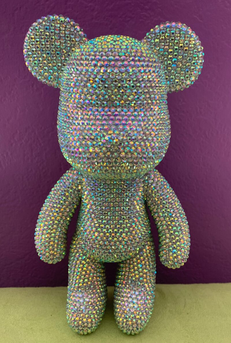 GLOOMY BEAR 9.5" Swarovski Crystal Rhinestones Handmade Sculpture Figure