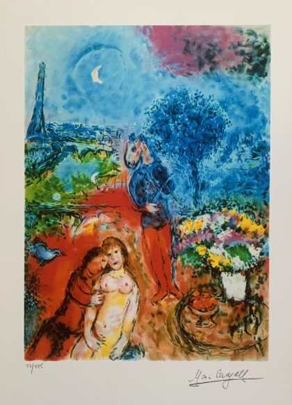 Marc Chagall EIFFEL TOWER SERENADE Limited Edition Facsimile Signed Giclee