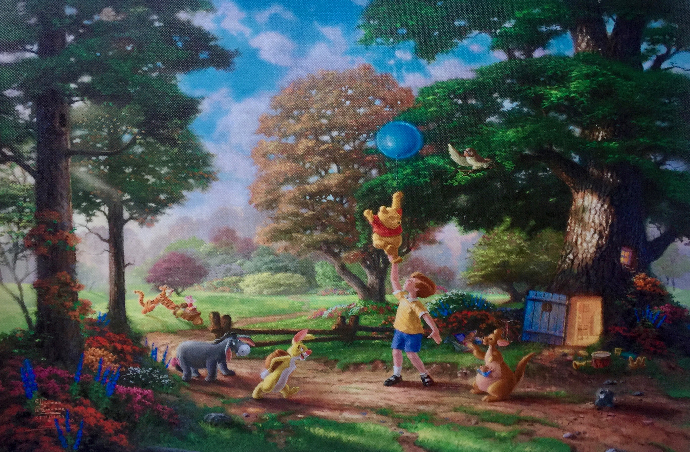 Thomas Kinkade Disney WINNIE THE POOH Giclee on Canvas - Forgotten Treasure...