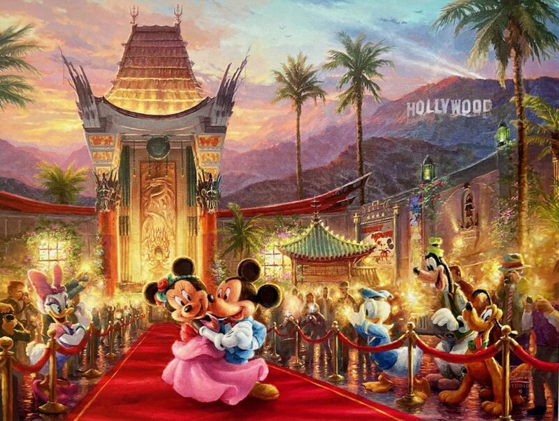 Thomas Kinkade Disney MICKEY MINNIE MOUSE IN HOLLYWOOD Giclee on Canvas