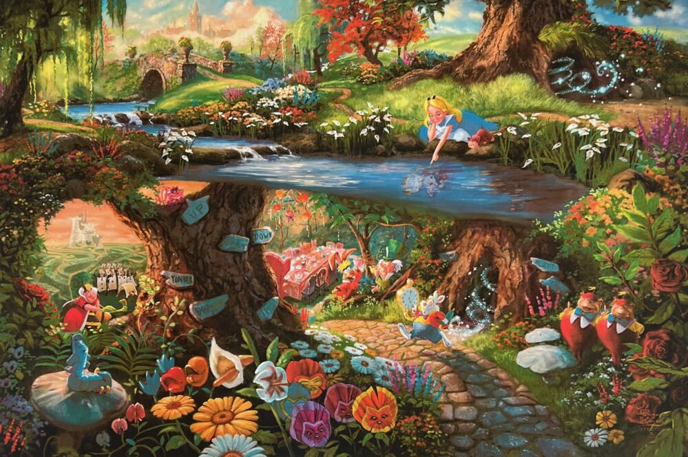 THOMAS KINKADE Alice in Wonderland Giclee on Canvas