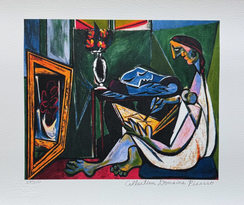 Pablo Picasso WOMAN DRAWING BEFORE A MIRROR Estate Signed Limited Edition Giclee 12″ x 16″