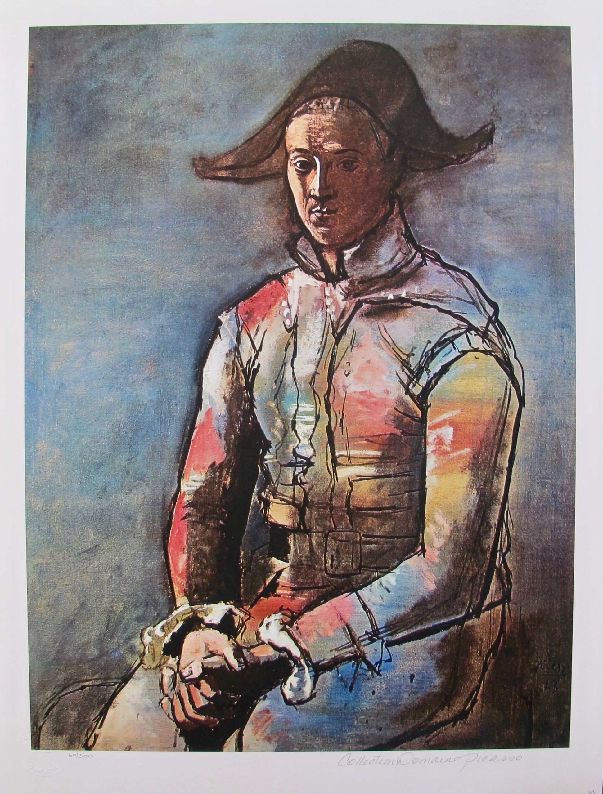 #083 SEATED HARLEQUIN Pablo Picasso Estate Signed Giclee
