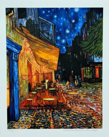Vincent Van Gogh TERRACE CAFE Estate Signed Limited Edition Giclee Art 21" x 17"
