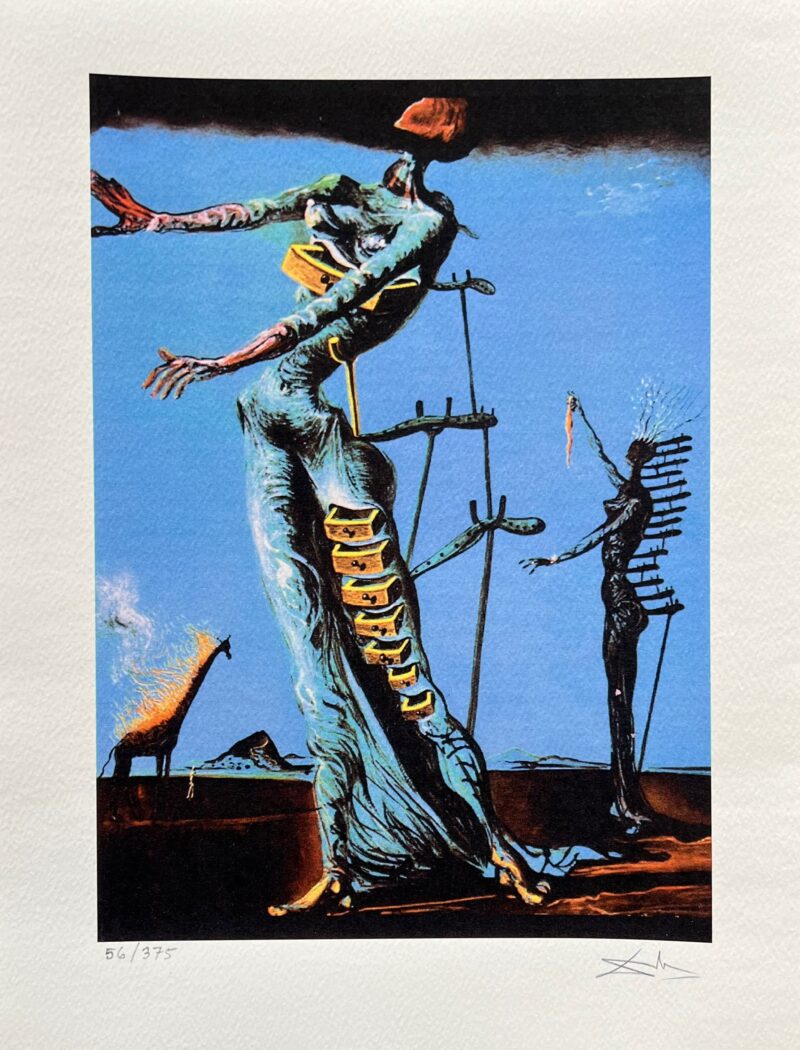 Salvador Dali BURNING GIRAFFE Facsimile Signed Limited Edition Giclee 16" x 12"