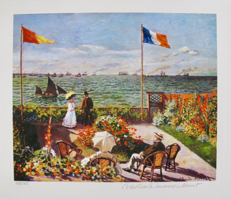 Claude Monet TERRACE BY THE SEASIDE Estate Signed & Stamped Limited Edition Small Giclee