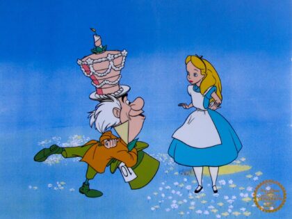 DISNEY ALICE IN WONDERLAND & MAD HATTER Animation Art Sericel Cel