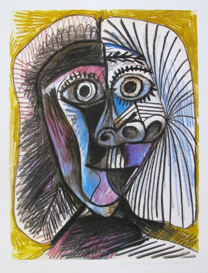 #112 BLACK AND YELLOW DRAWING Pablo Picasso Estate Signed Giclee