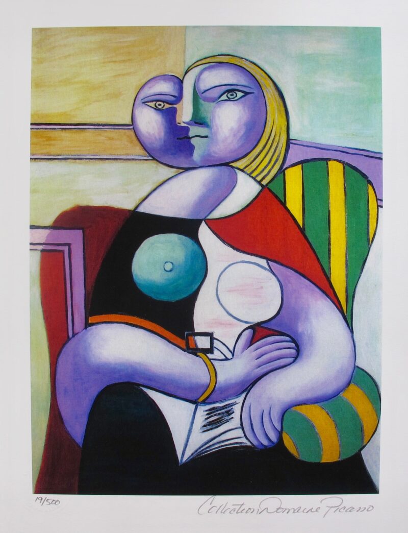 Pablo Picasso LADY IN GREEN STRIPED CHAIR Estate Signed Limited Edition Small Giclee