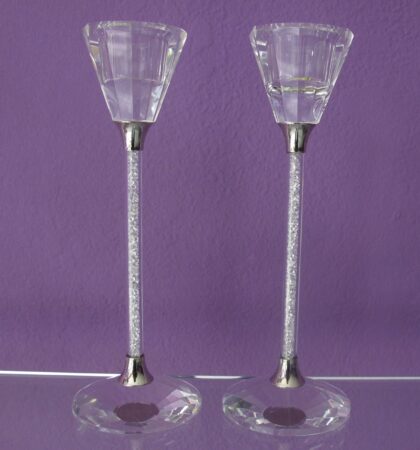 Swarovski Crystal Filled 7" CANDLE HOLDER SET