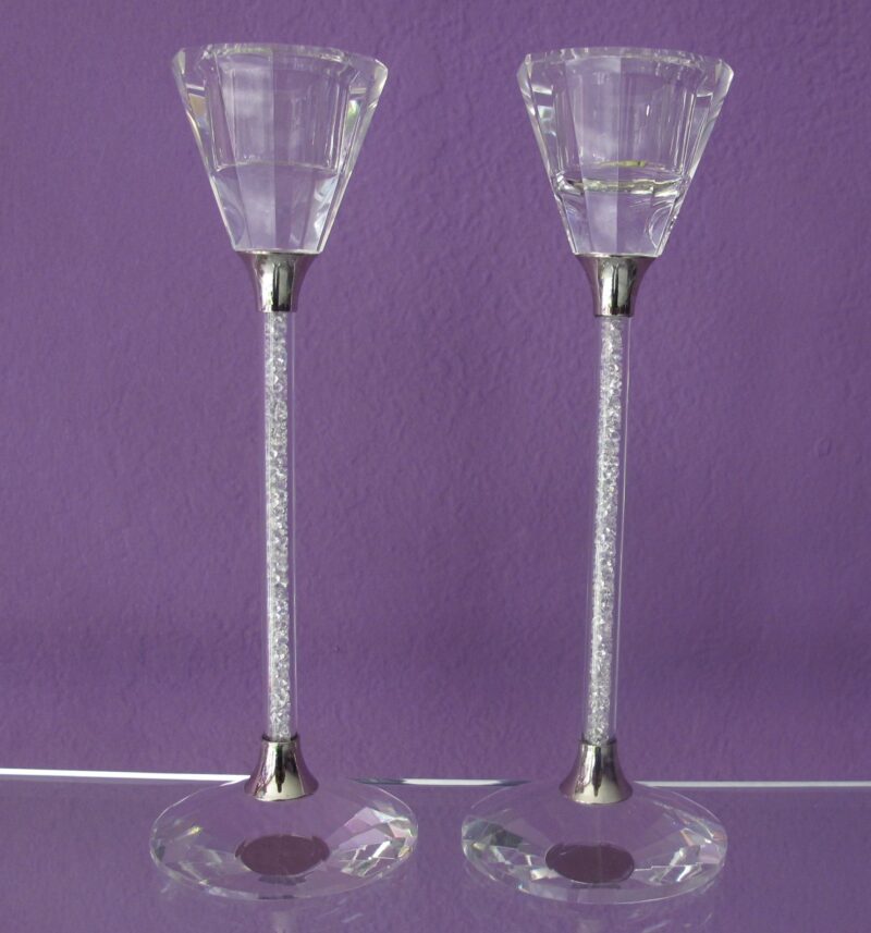 Swarovski Crystal Filled 7" CANDLE HOLDER SET