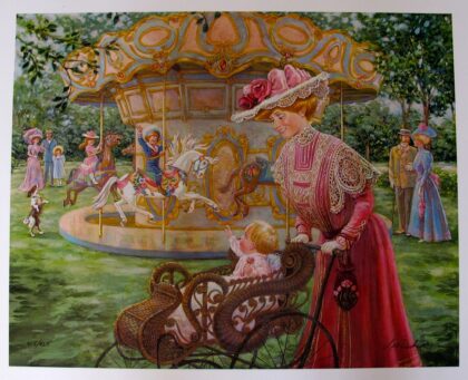 Lee Dubin SUNDAY RIDES Hand Signed Limited Edition Lithograph Carousel